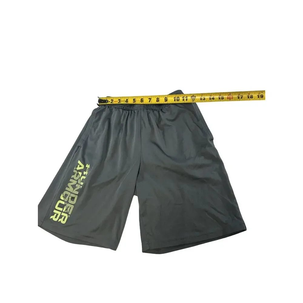 Under Armour Youth Large Athletic Shorts Gray Loose HeatGear Logo YLG